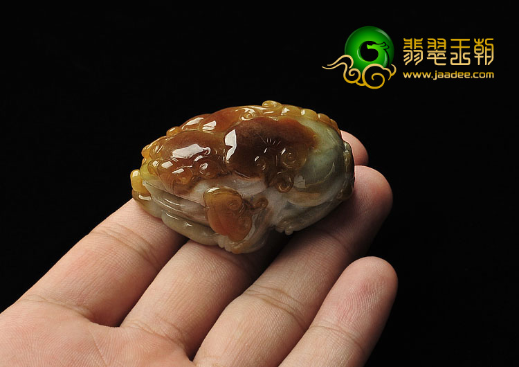 feicui细糯种褐黄翡缅甸翡翠A货貔貅挂件
