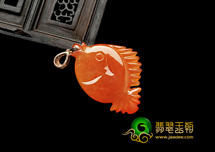 糯冰种红黄翡缅甸翡翠A货愉悦挂件