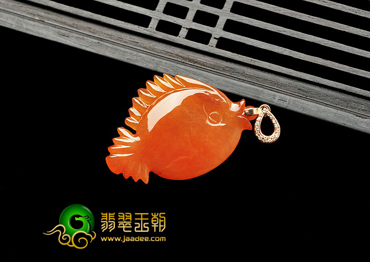 糯冰种红黄翡缅甸翡翠A货愉悦挂件