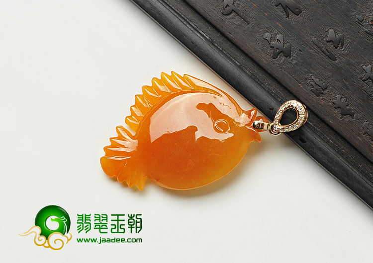 糯冰种红黄翡缅甸翡翠A货愉悦挂件
