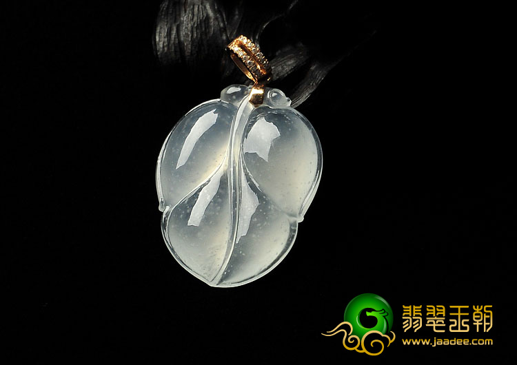 冰玻种缅甸翡翠A货叶子挂件