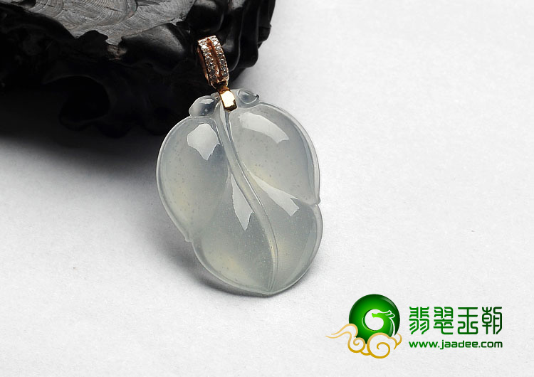 冰玻种缅甸翡翠A货叶子挂件
