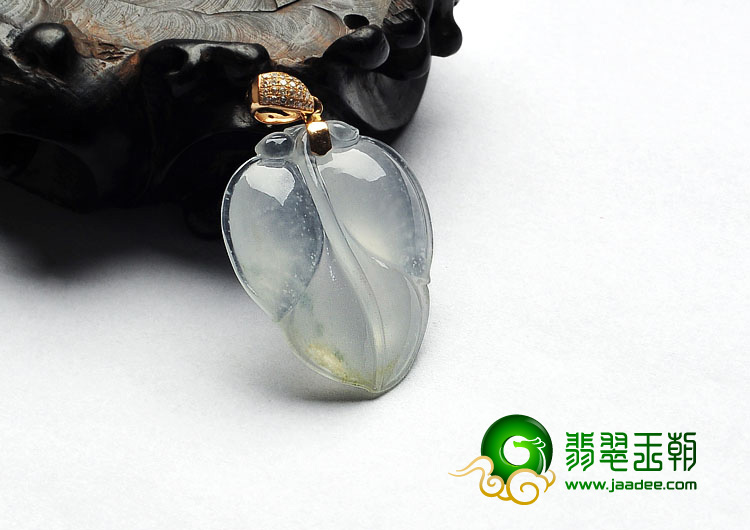 冰玻种缅甸翡翠A货叶子挂件