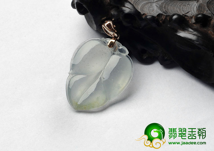冰玻种缅甸翡翠A货叶子挂件