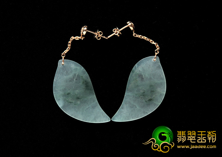 冰种飘花缅甸翡翠A货随形耳坠