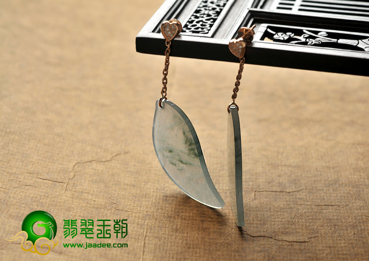 冰种飘花缅甸翡翠A货随形耳坠