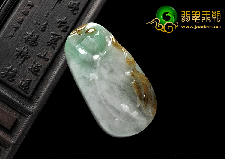 糯冰种黄加绿缅甸翡翠A货富贵花开挂件