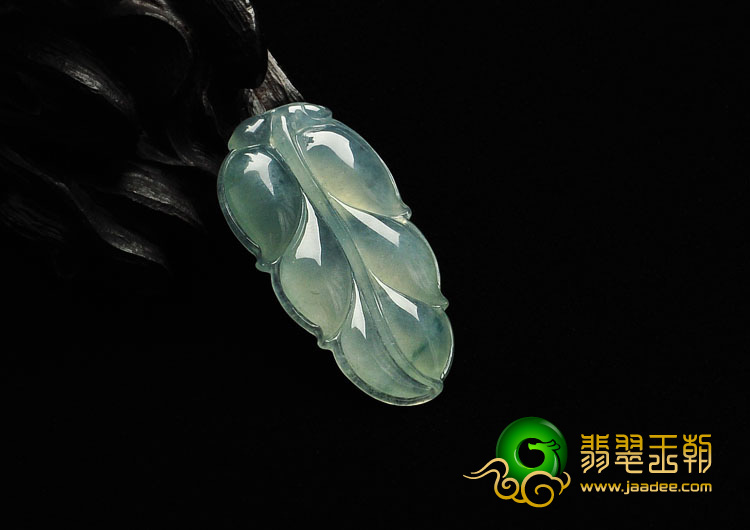 冰种飘花缅甸翡翠A货叶子挂件