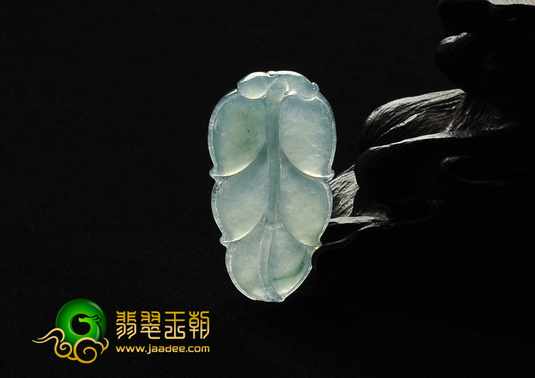 冰种飘花缅甸翡翠A货叶子挂件