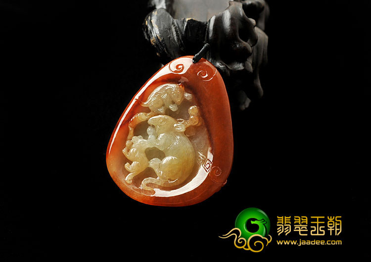 糯冰种红翡缅甸翡翠A货玉鼠运财挂件