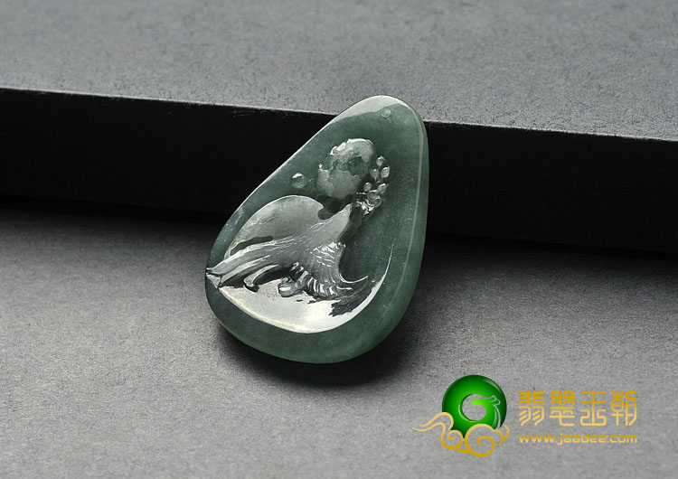冰种蓝水缅甸翡翠A货富贵花开挂件