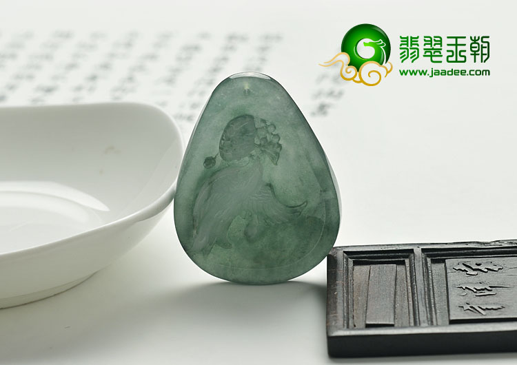 冰种蓝水缅甸翡翠A货富贵花开挂件