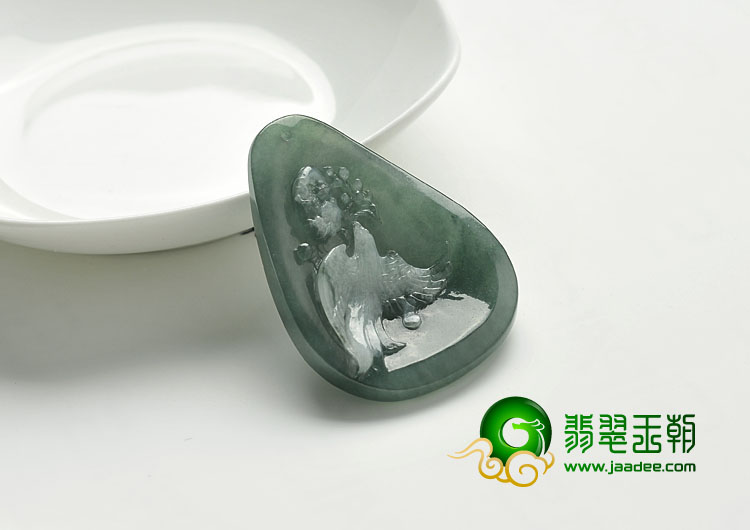 冰种蓝水缅甸翡翠A货富贵花开挂件