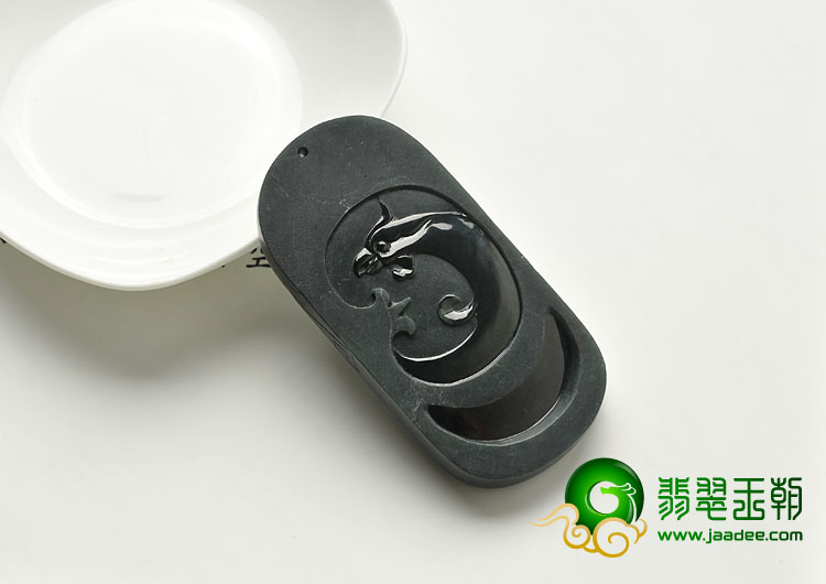 冰种墨翠缅甸翡翠A货龙马精神挂件