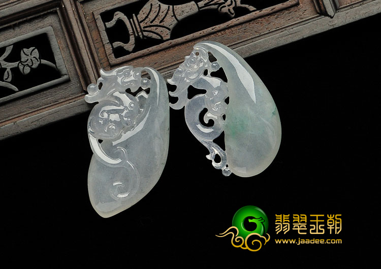 冰种晴水缅甸翡翠A货双龙配挂件