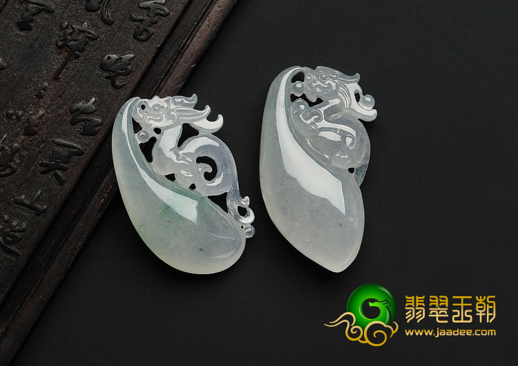 冰种晴水缅甸翡翠A货双龙配挂件