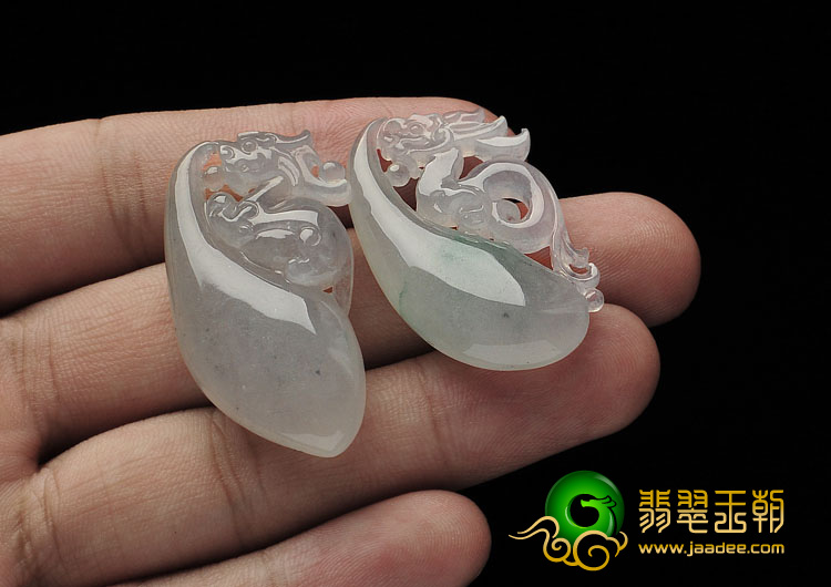 冰种晴水缅甸翡翠A货双龙配挂件