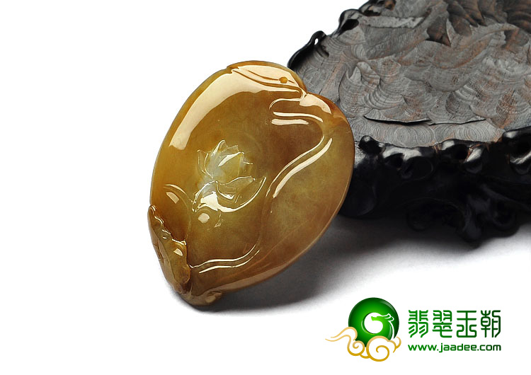 糯冰种褐黄翡缅甸翡翠A货观音头挂件