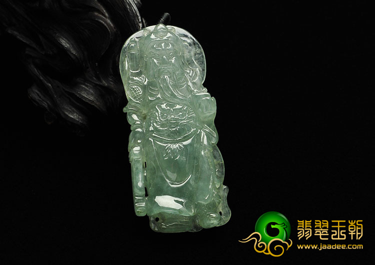 冰种晴水缅甸翡翠A货关公挂件