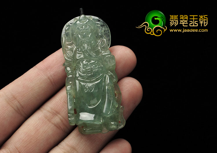 冰种晴水缅甸翡翠A货关公挂件