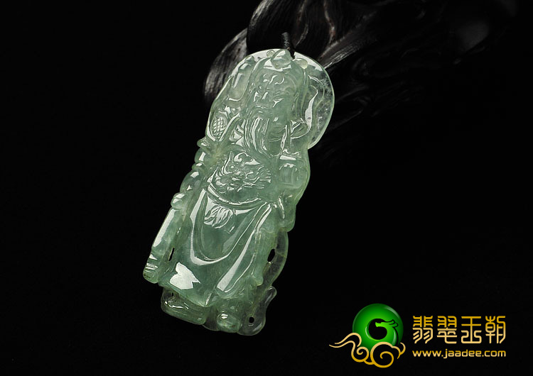 冰种晴水缅甸翡翠A货关公挂件
