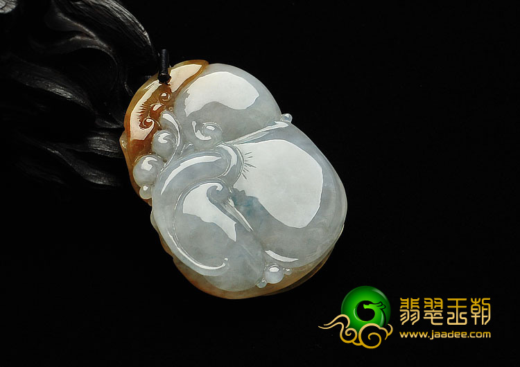 冰种黄翡飘花缅甸翡翠A货虎牌挂件