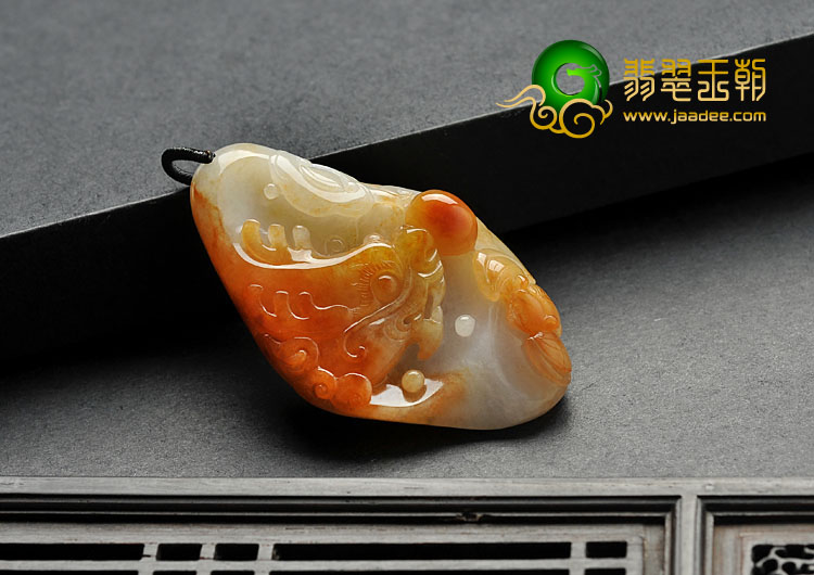 糯冰种红黄翡缅甸翡翠A货龙头挂件