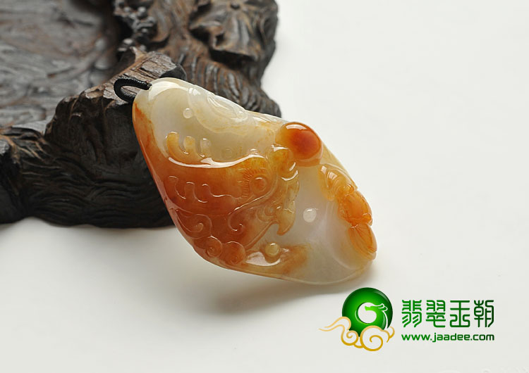 糯冰种红黄翡缅甸翡翠A货龙头挂件