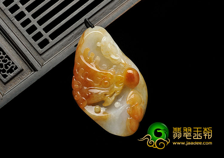 糯冰种红黄翡缅甸翡翠A货龙头挂件