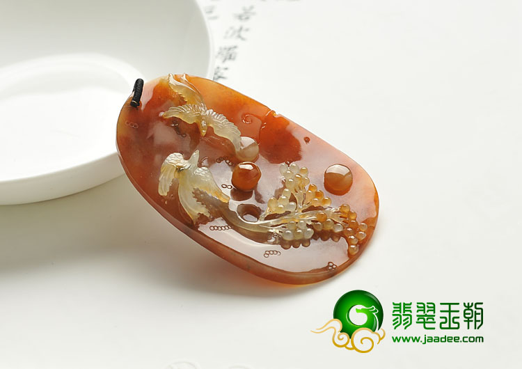 糯冰种红黄翡缅甸翡翠A货双喜临门挂件