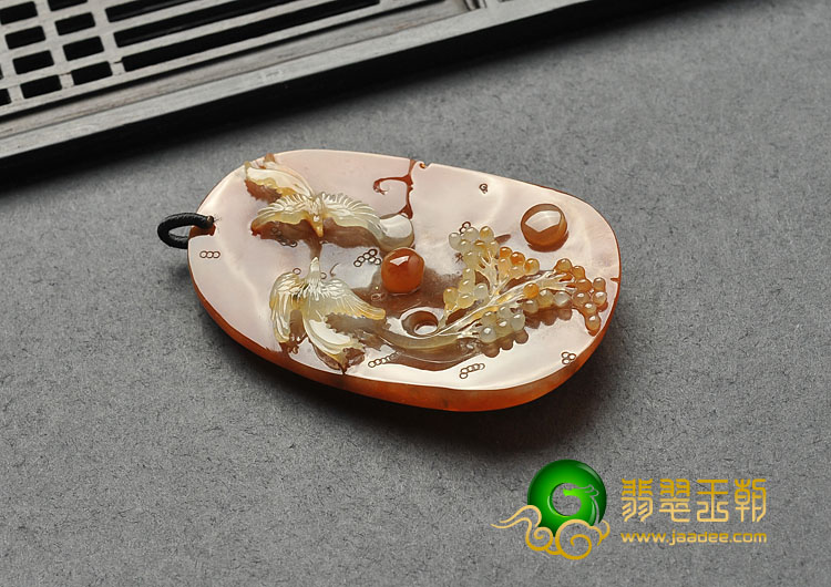 糯冰种红黄翡缅甸翡翠A货双喜临门挂件