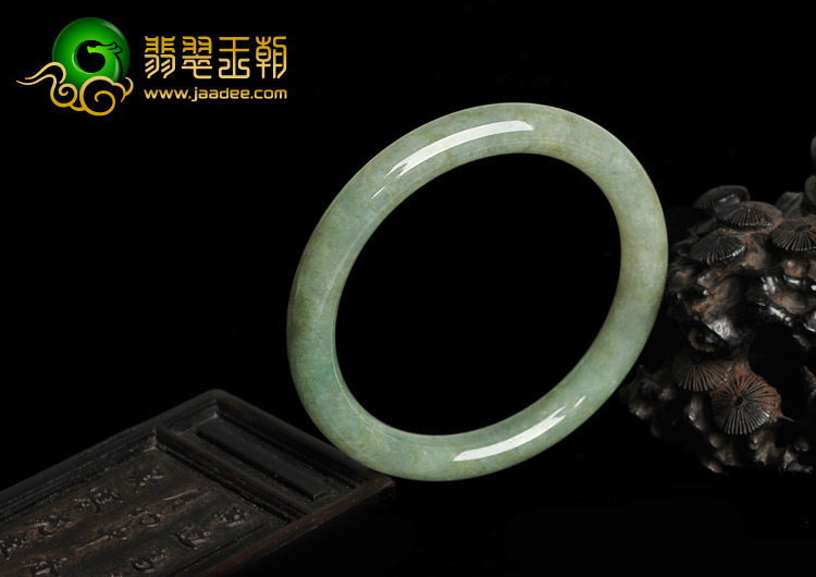 糯冰种晴水缅甸翡翠A货圆条手镯（54mm）