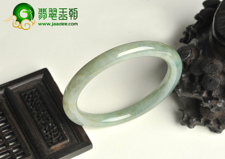 糯冰种晴水缅甸翡翠A货圆条手镯（54mm）