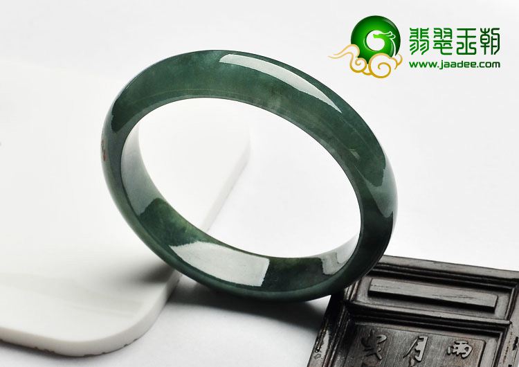 糯冰种油青缅甸翡翠A货手镯（54.6mm）