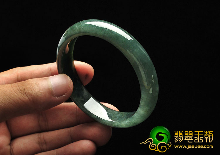 糯冰种油青缅甸翡翠A货手镯（54.6mm）