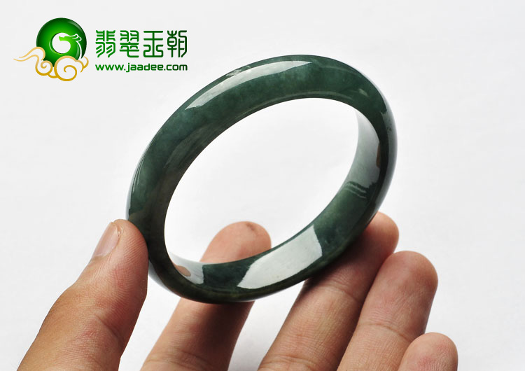 糯冰种油青缅甸翡翠A货手镯（54.6mm）