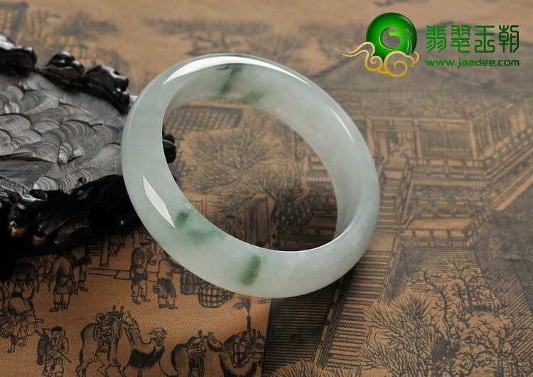 糯冰种飘花缅甸翡翠A货手镯（57.7mm）