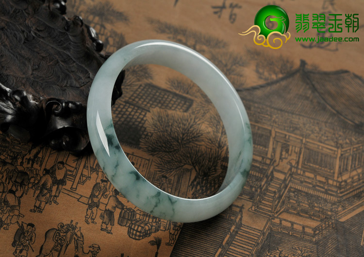 糯冰种飘花缅甸翡翠A货手镯（61.7mm）