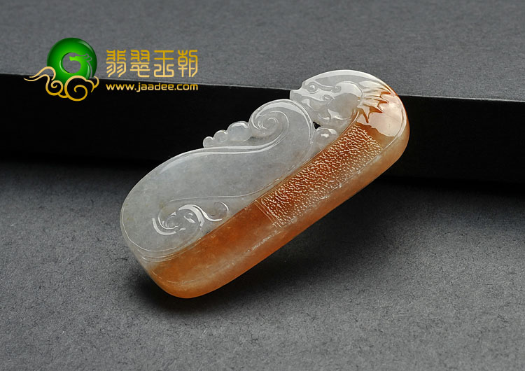 糯冰种红黄翡缅甸翡翠A货仿古龙牌（一对）
