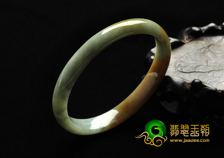 糯冰种晴水褐黄翡缅甸翡翠A货贵妃镯（58.4-49.7mm）