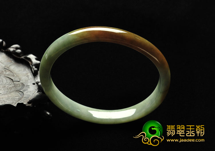糯冰种晴水褐黄翡缅甸翡翠A货贵妃镯（58.4-49.7mm）