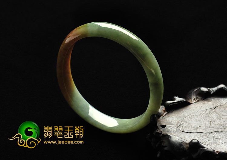 糯冰种晴水褐黄翡缅甸翡翠A货贵妃镯（58.4-49.7mm）