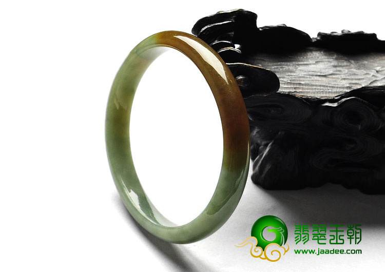 糯冰种晴水褐黄翡缅甸翡翠A货贵妃镯（58.4-49.7mm）