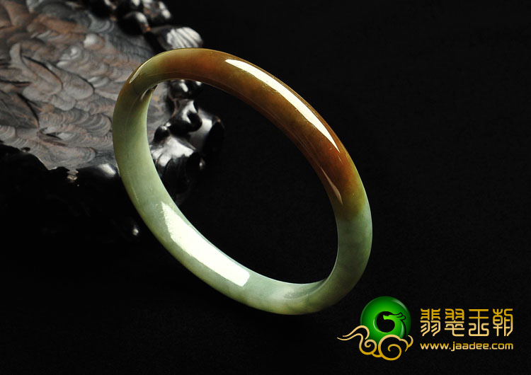 糯冰种晴水褐黄翡缅甸翡翠A货贵妃镯（58.4-49.7mm）