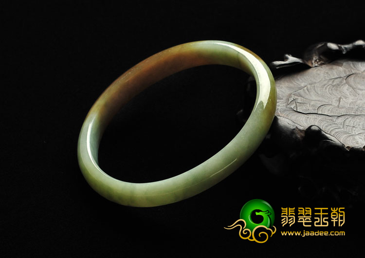 糯冰种晴水褐黄翡缅甸翡翠A货贵妃镯（58.4-49.7mm）