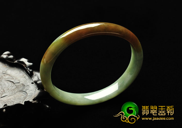 糯冰种晴水褐黄翡缅甸翡翠A货贵妃镯（58.4-49.7mm）