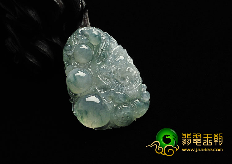 冰种晴水飘花缅甸翡翠A货龙行如意挂件