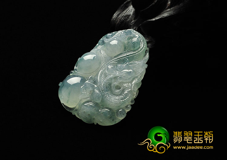 冰种晴水飘花缅甸翡翠A货龙行如意挂件