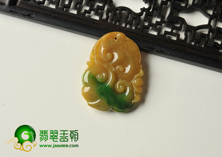 细糯种黄加绿缅甸翡翠A货如意挂件