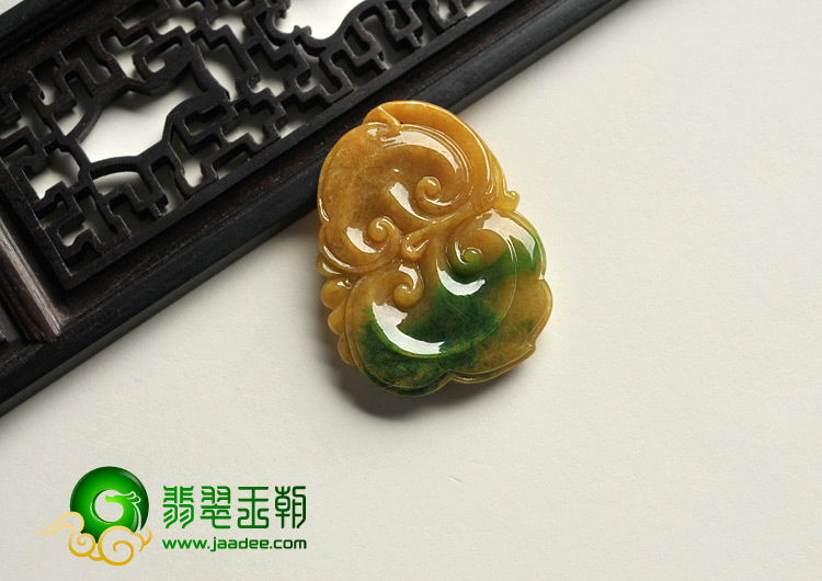 细糯种黄加绿缅甸翡翠A货如意挂件